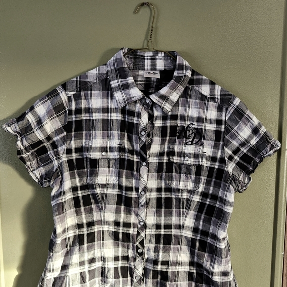 Harley Davidaon short sleeve plaid top - Picture 2 of 3